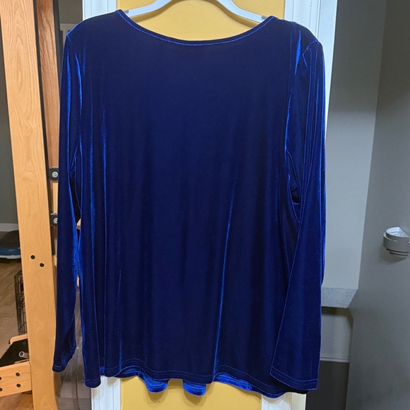Bob Mackie Royal Blue Velvet Top with Jewel Accents - Picture 4 of 5